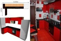 Красно-черная кухня с нишей